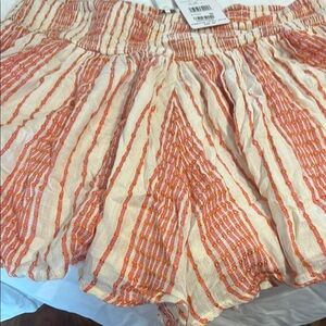 Free People Striped Orange and Cream Skort